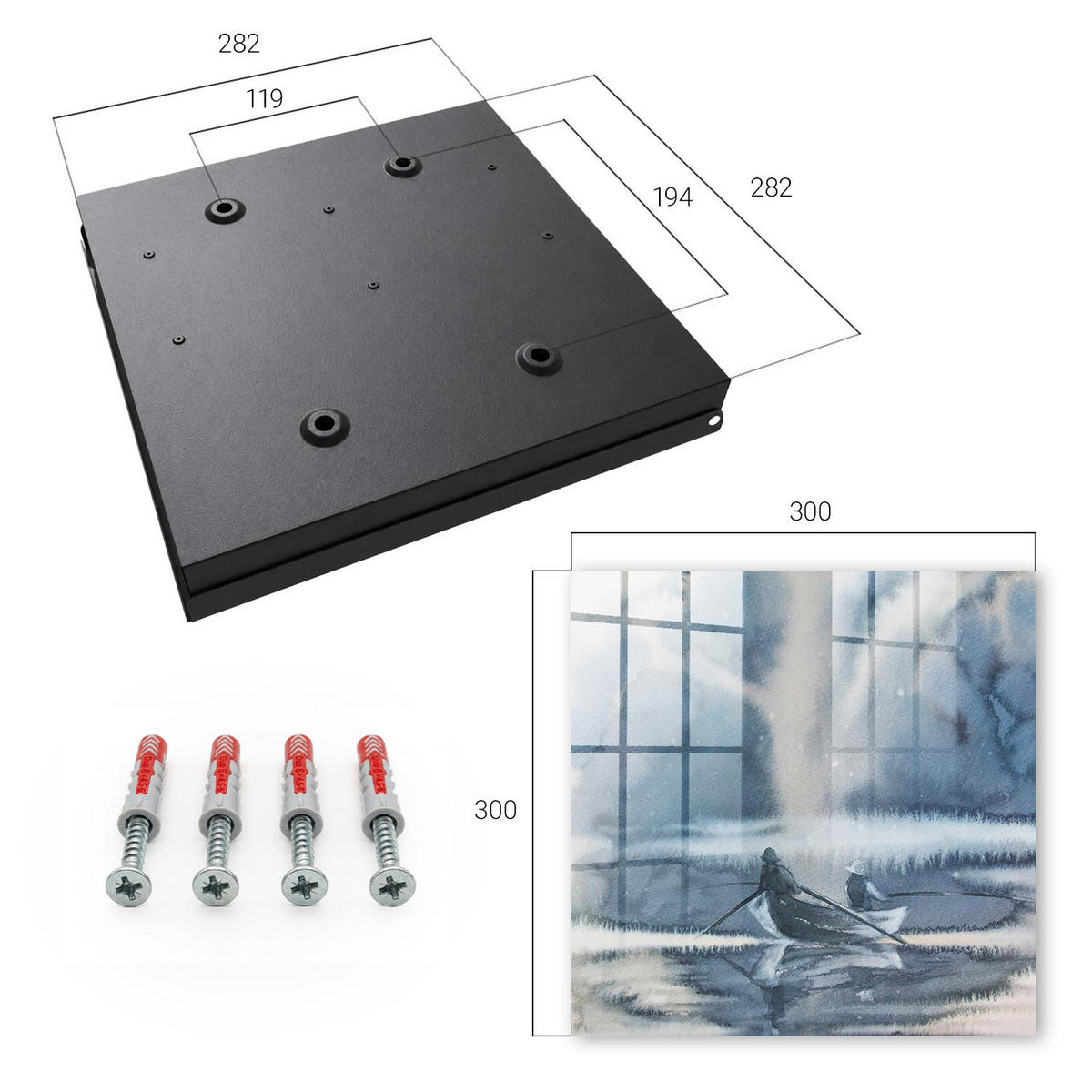 SCHLÜSSELBOX Schwarz 30x30 cm- Türöffnung nach rechts - Erdrückte Stille - Blau, Metall (30/30/5cm) - TULUP