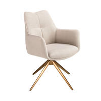 STUHL Drehstuhl aus cremefarbenem Stoff 61/63/85 cm - Ecru/Messingfarben, Textil/Metall (61/85/63cm) - ANGEL CERDA