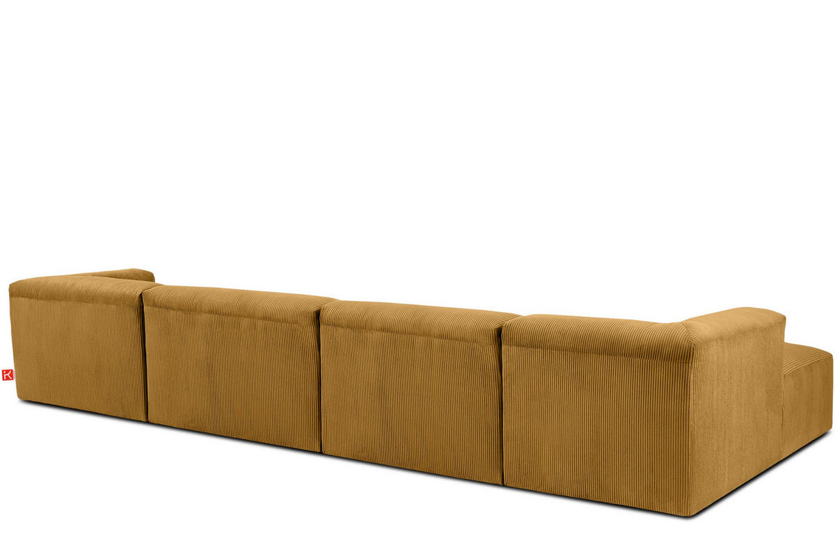 PANORAMA-ECKSOFA BUFFO 7/8 Sitzer mit extrem weicher Sitzfläche, Kordstoff, gelb - Gelb, Textil (424/73/180cm) - KONSIMO®