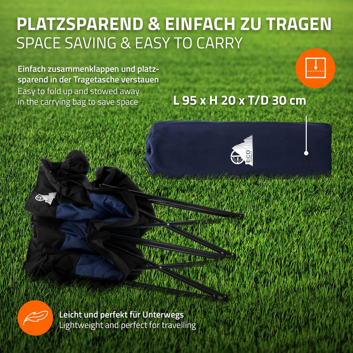 SKLÁDACÍ KEMPINGOVÁ ŽIDLE pro 2 osoby, modrá, s ocelovou konstrukcí, 54,5 x 145,92 cm - modrá, textil (145/92/54.5cm) - ECD-Germany