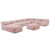 GARTENSOFA mit 8 Sitzplätzen, Puderrosa - Pink, Textil (255/65/425cm) - Oviala