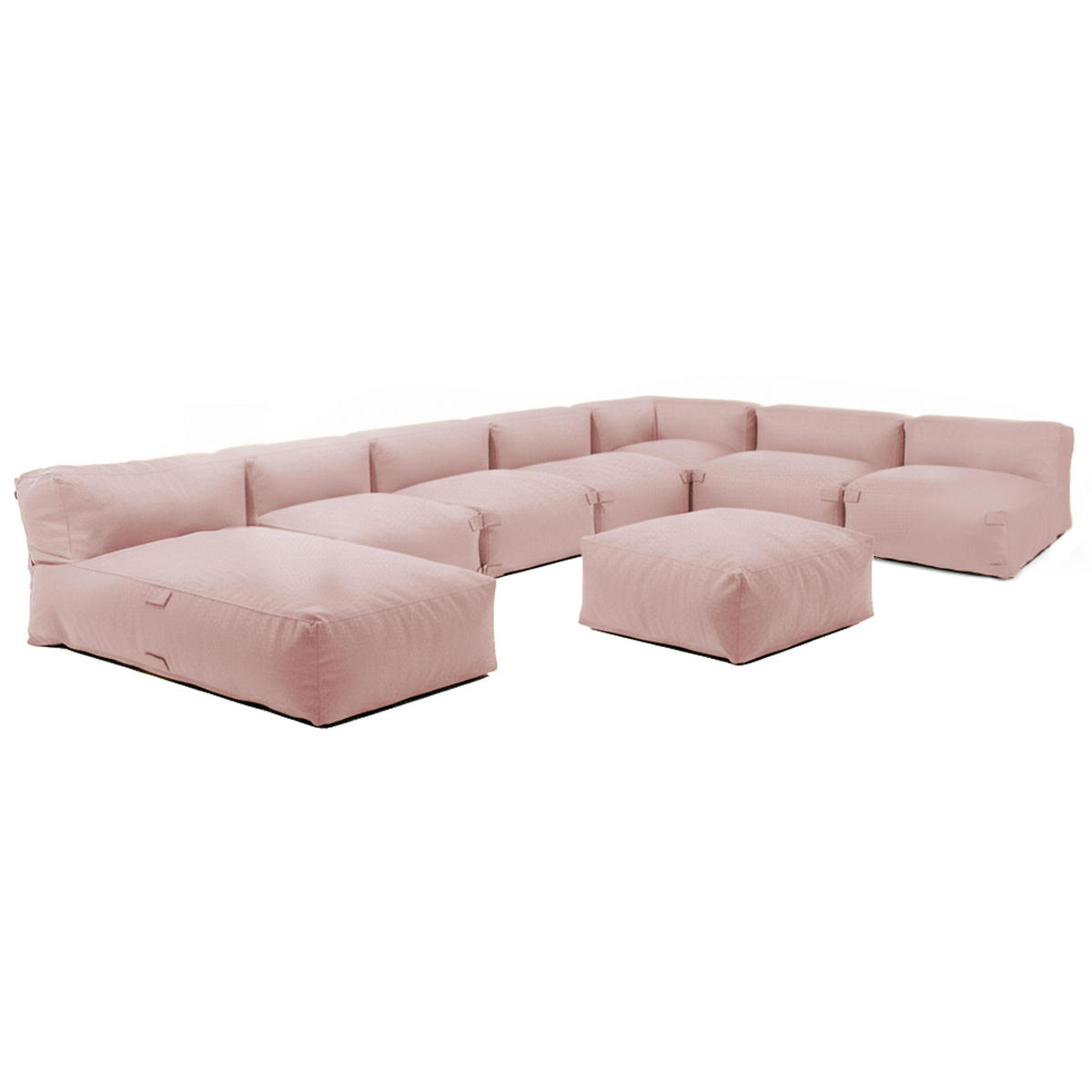 GARTENSOFA mit 8 Sitzplätzen, Puderrosa - Pink, Textil (255/65/425cm) - Oviala