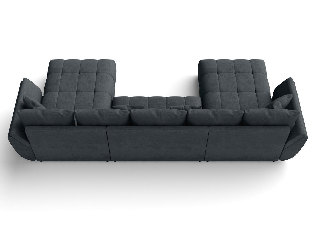 WOHNLANDSCHAFT Antalya Grau 382/190/91 cm – Sofa mit Bettfunktion - Schwarz/Grau, Kunststoff/Textil (382/91/190cm) - AX Living