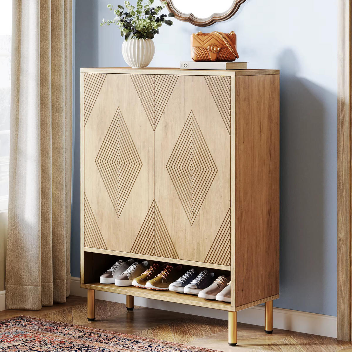 SCHUHSCHRANK Holz Natur 73/35/116 cm - Alteiche, Holzwerkstoff (73/116/35cm) - Quality Elegance