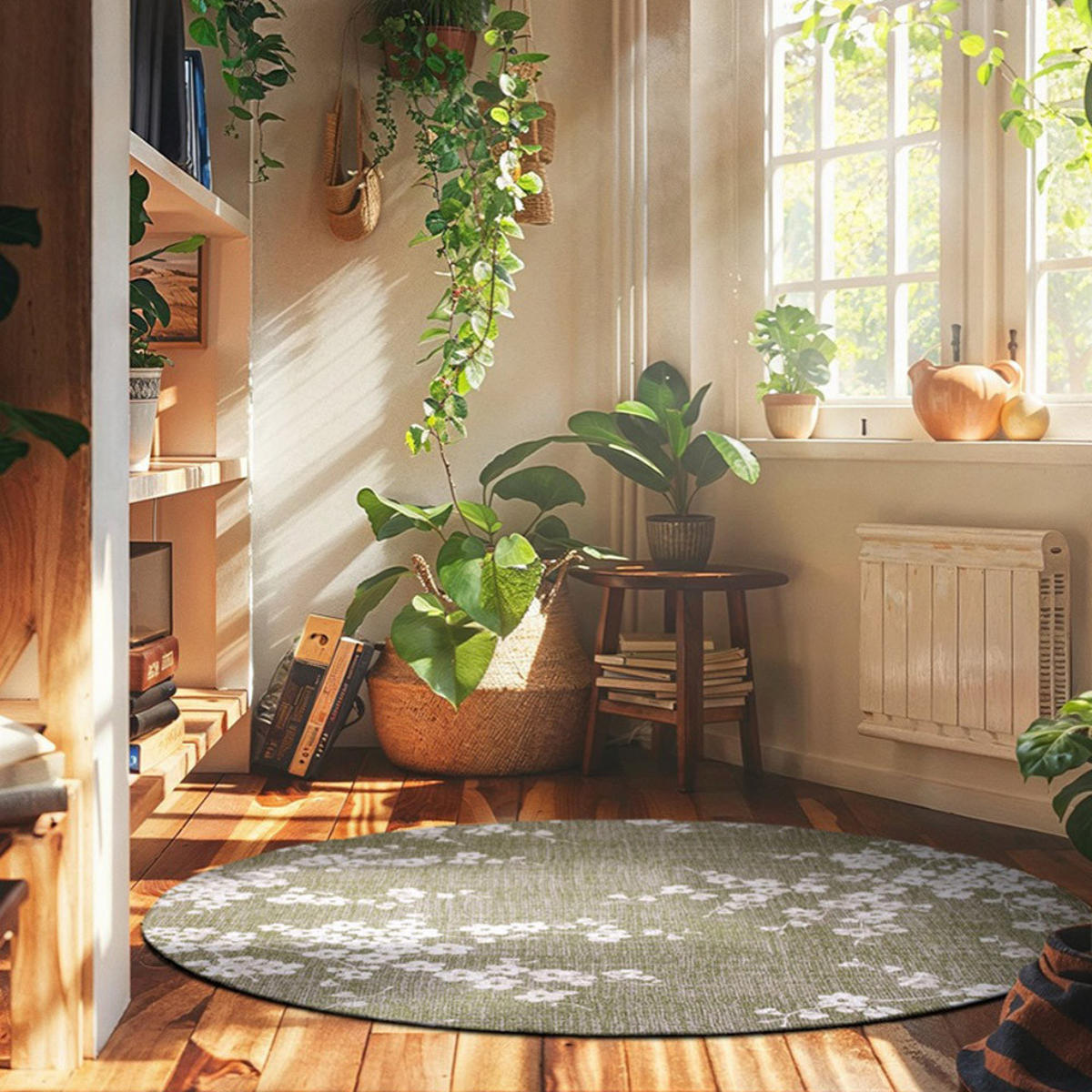 TEPPICH Wet Garden Sakura Sakura 140/140 cm - Grün, Textil (140/140cm) - Louis De Poortere