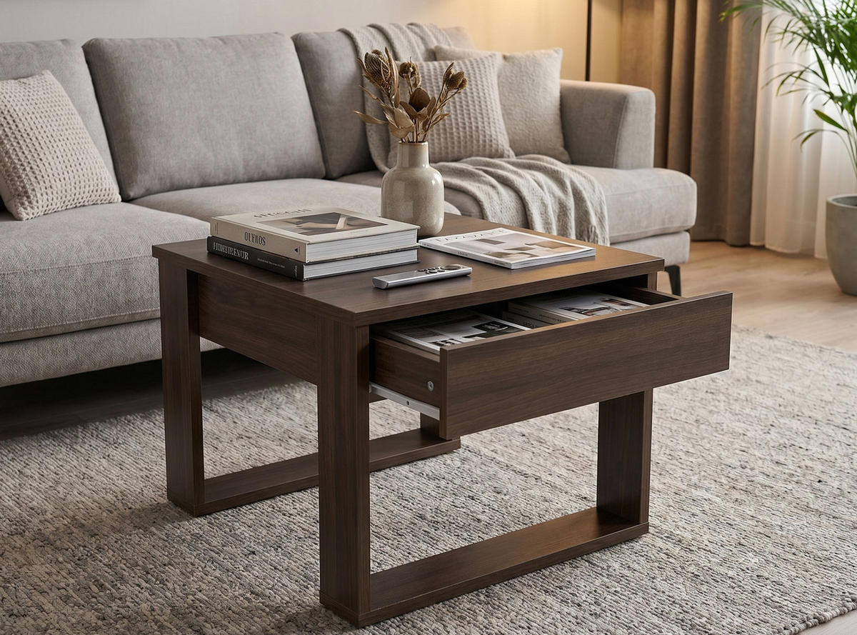 COUCHTISCH Nea Nussbaum 60 / 60 / 52cm - Nussbaumfarben, Holz/Holzwerkstoff (60/60/52cm) - Feldmann-Wohnen