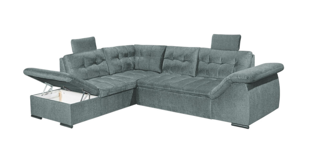 ECKSOFA mit Schlaffunktion und Bettkasten, verstellbare Armlehnen - Blau, Textil (217/283cm) - ed exciting design