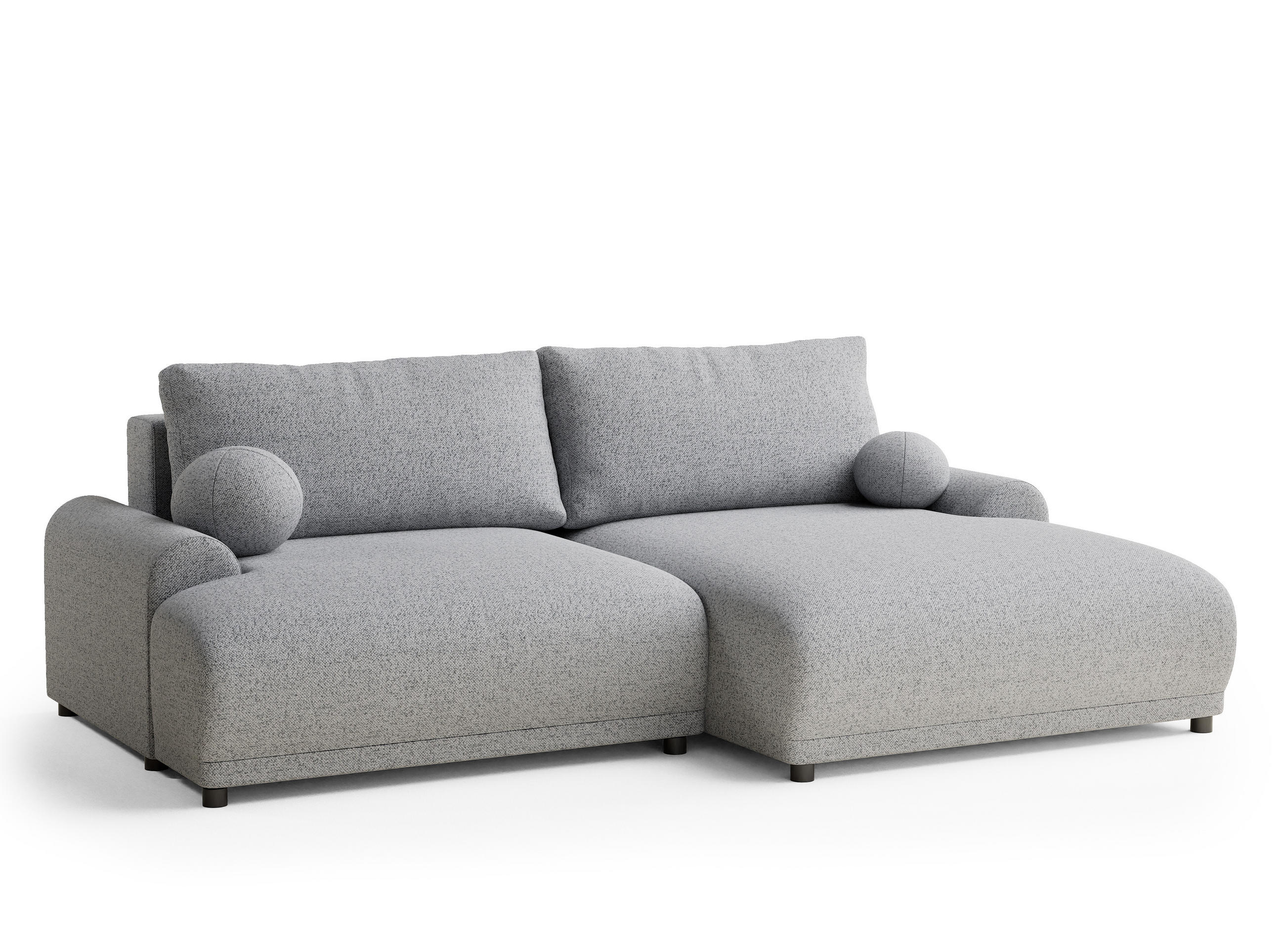 ECKSOFA MIT SCHLAFFUNKTION Tallin Hellgrau Webstoff - Hellgrau/Schwarz, Holz/Holzwerkstoff (240/145cm) - Maison de Reve