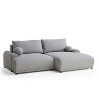 ECKSOFA MIT SCHLAFFUNKTION Tallin Hellgrau Webstoff - Hellgrau/Schwarz, Holz/Holzwerkstoff (240/145cm) - Maison de Reve