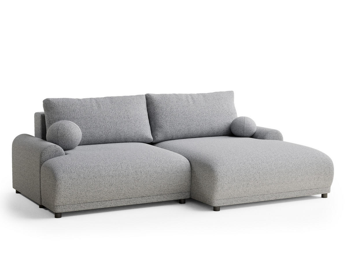 ECKSOFA MIT SCHLAFFUNKTION Tallin Hellgrau Webstoff - Hellgrau/Schwarz, Holz/Holzwerkstoff (240/145cm) - Maison de Reve