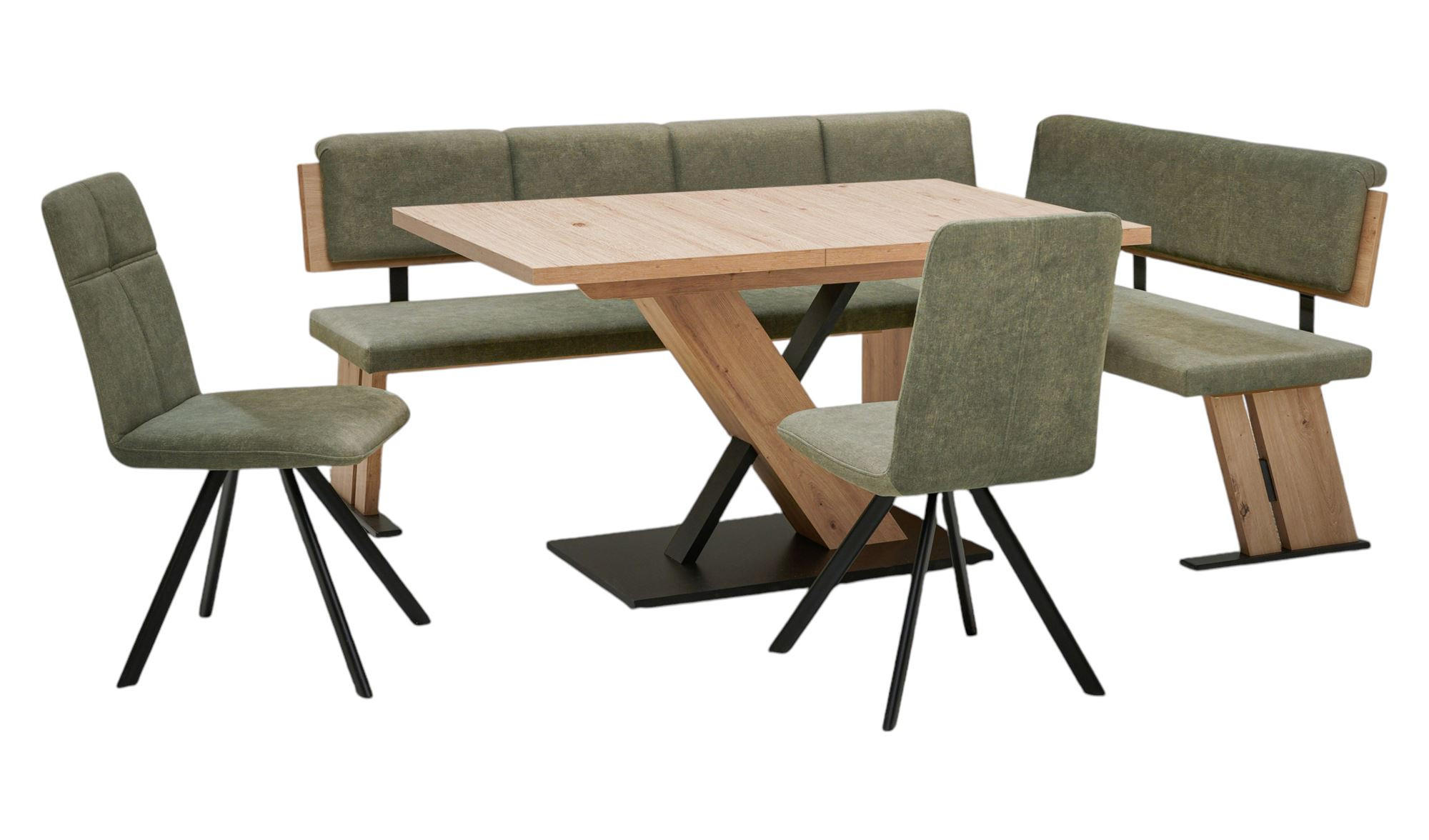 ECKBANKGRUPPE Modern Dolorita für 6 Personen Dekor Artisan Eiche/Grün - Eiche Artisan/Grün, Kunststoff (205/87/155cm) - 58aufmkessel