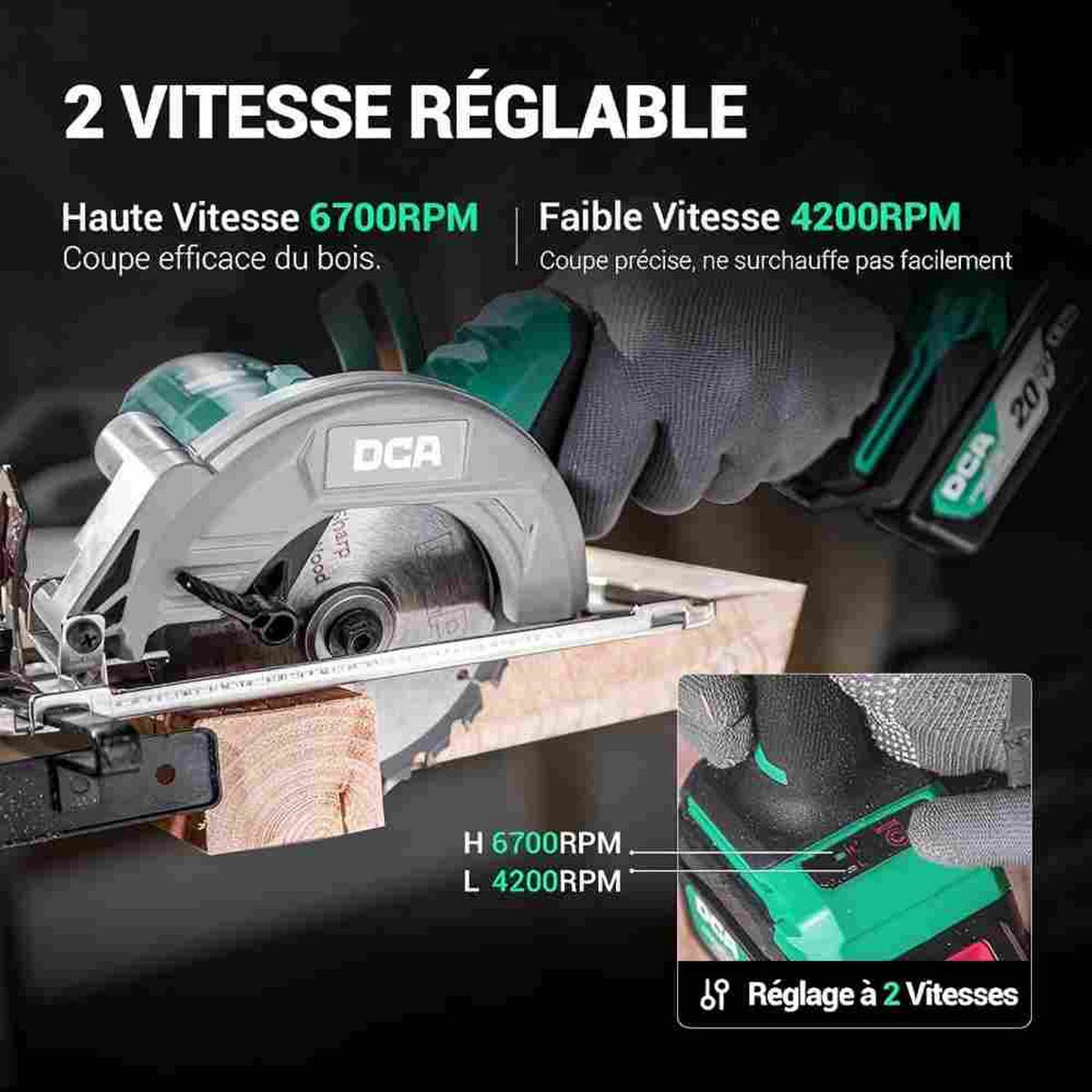 KREISSÄGE Saw-20V Mini-Akku, 2 Geschwindigkeiten 6700/4200 U/min - Grün, Metall (35/20/20cm)