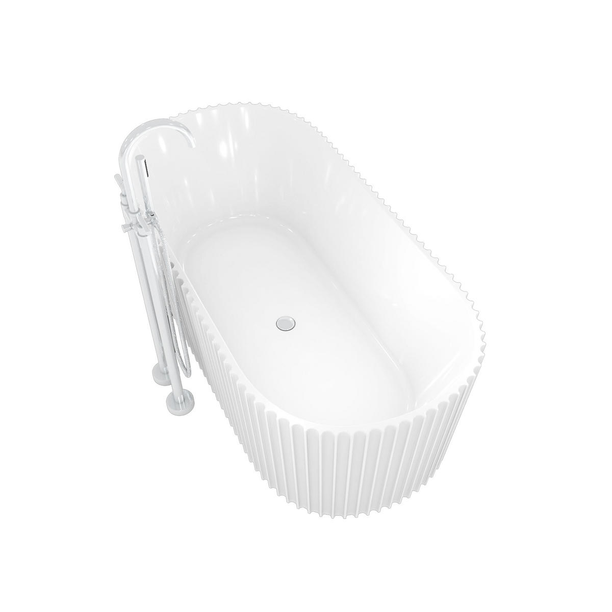 FREISTEHENDE Badewanne Wanne F08 170x80cm mit Armatur AF03 - Weiß, Glas/Kunststoff (80/58/170cm) - AcquaVapore by Sandra Jentho