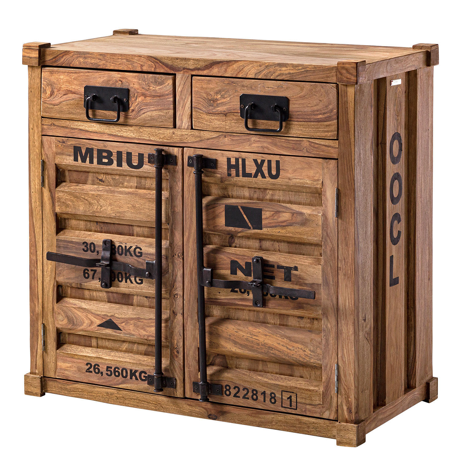 KOMMODE - Massivholz - Sheeshamfarben/Schwarz, Holz/Metall (90/86/45cm) - home24