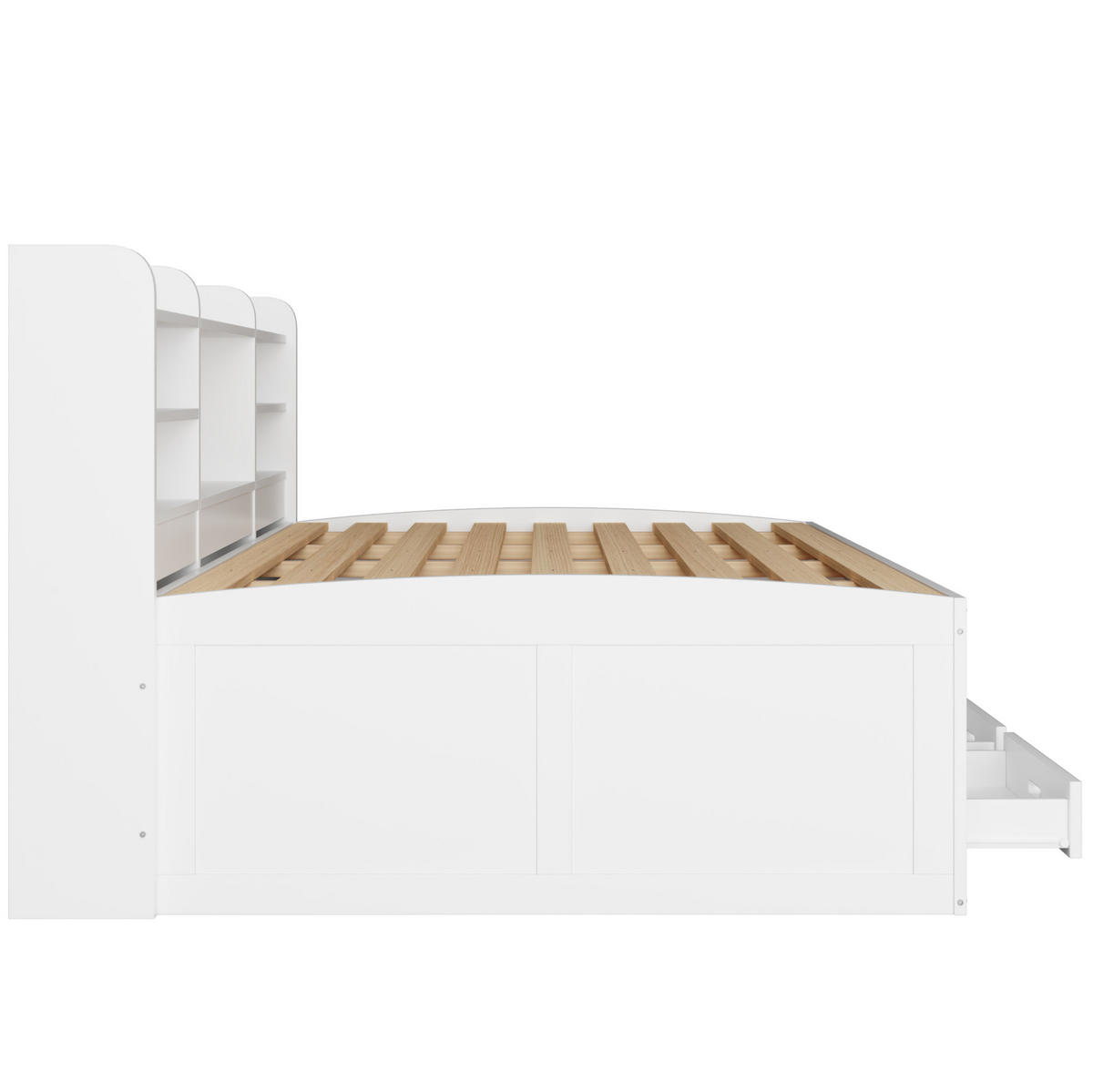 POLSTERBETT aus Spanplatte und MDF 140x200 cm in Weiß mit LED & USB-C - Weiß, Holzwerkstoff (140/200cm) - Modfu