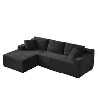ECKSOFA DE-34926 L-Form mit Chaise links Schwarz - Schwarz, Textil (163/252.5cm) - ComfortXL