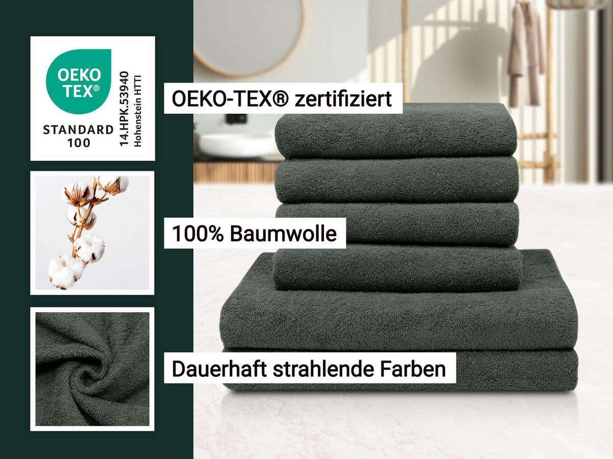 HANDTÜCHER SET, 6er-Set, 50x100 cm + 70x140 cm, 100% Baumwolle, Grau - Anthrazit, Textil (50/100cm) - Zollner