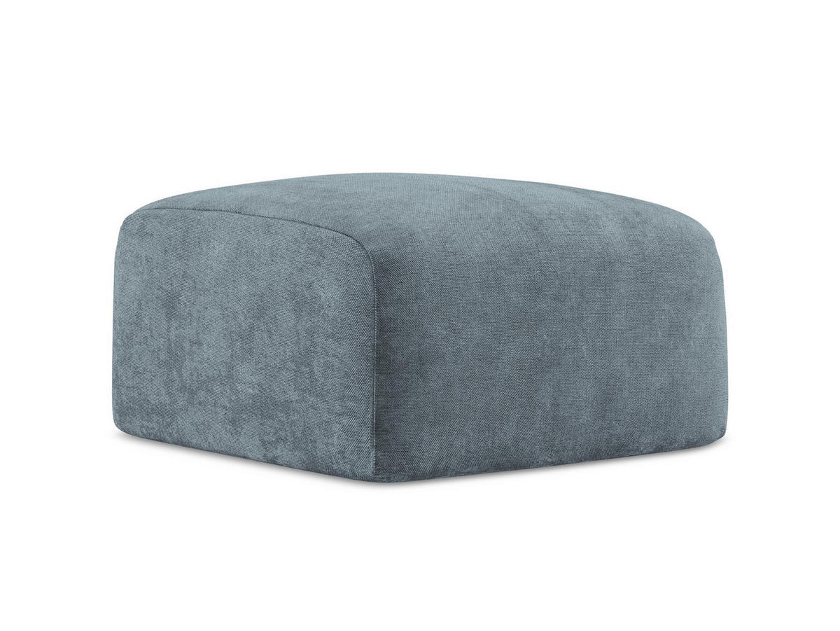 POUF Chenille Stoff Blau - Pastellblau/Schwarz, Holzwerkstoff/Kunststoff (65/40/65cm) - Makamii