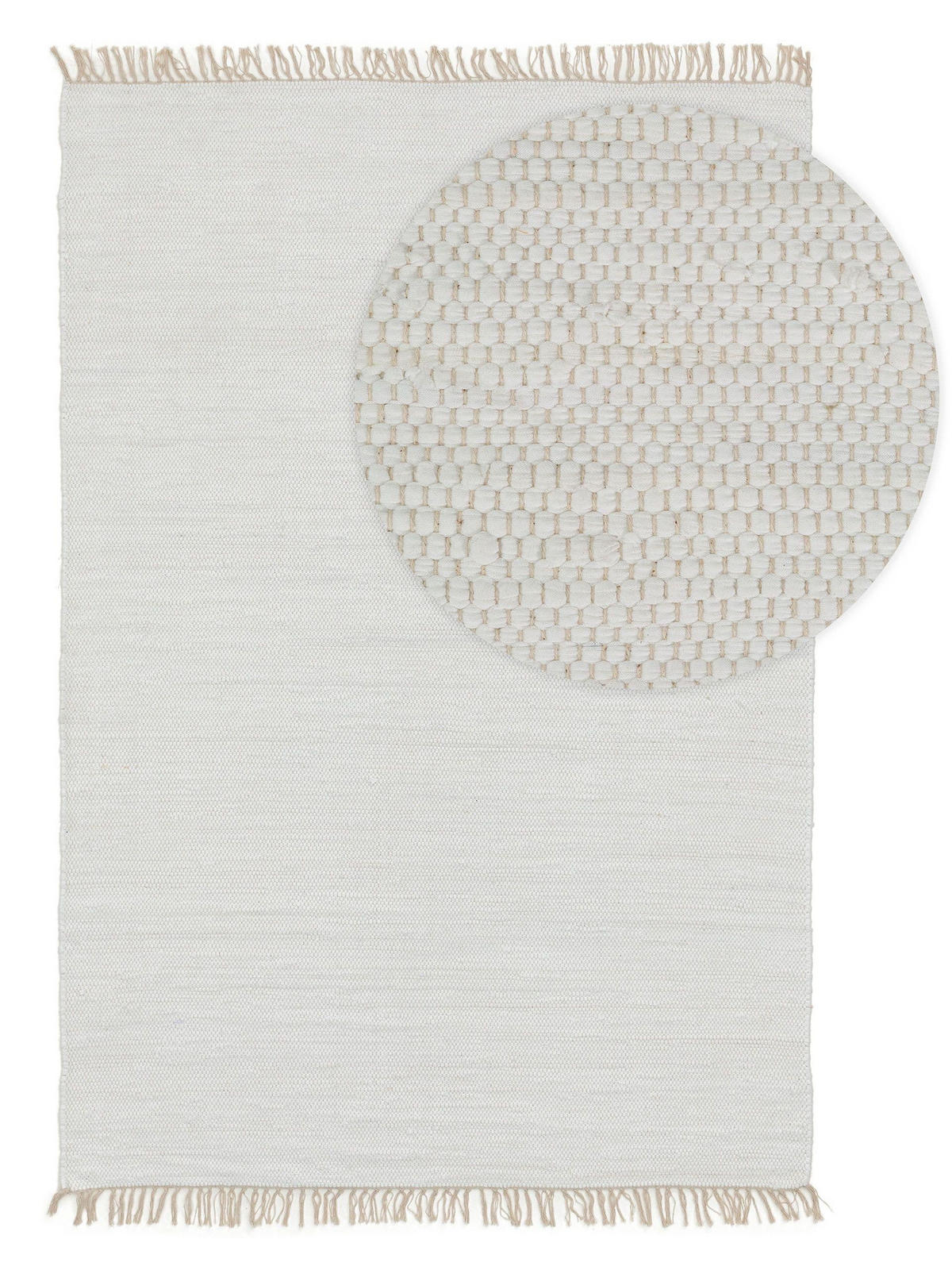 TEPPICH aus recyceltem Material Tom Weiß 80x150 cm - Weiß, Textil (80/150cm) - benuta Pop