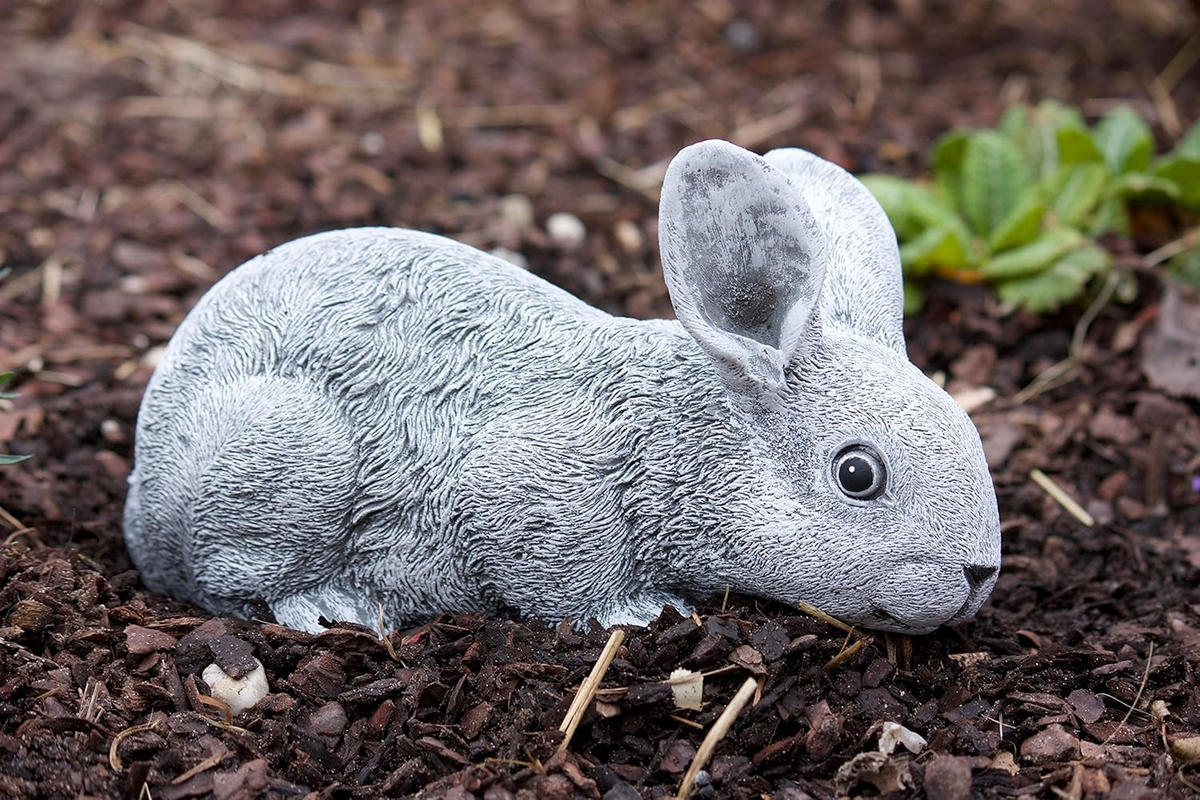 STEINFIGUR Hase Langohr, Frostfest, massiver Steinguss - Grau, Stein (12/15/23cm) - stoneandstyle