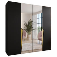 DREHTÜRENSCHRANK 202/200/52 4-türig - Goldfarben/Schwarz, Holz/Metall (200/202/52cm) - Abiks Möbel