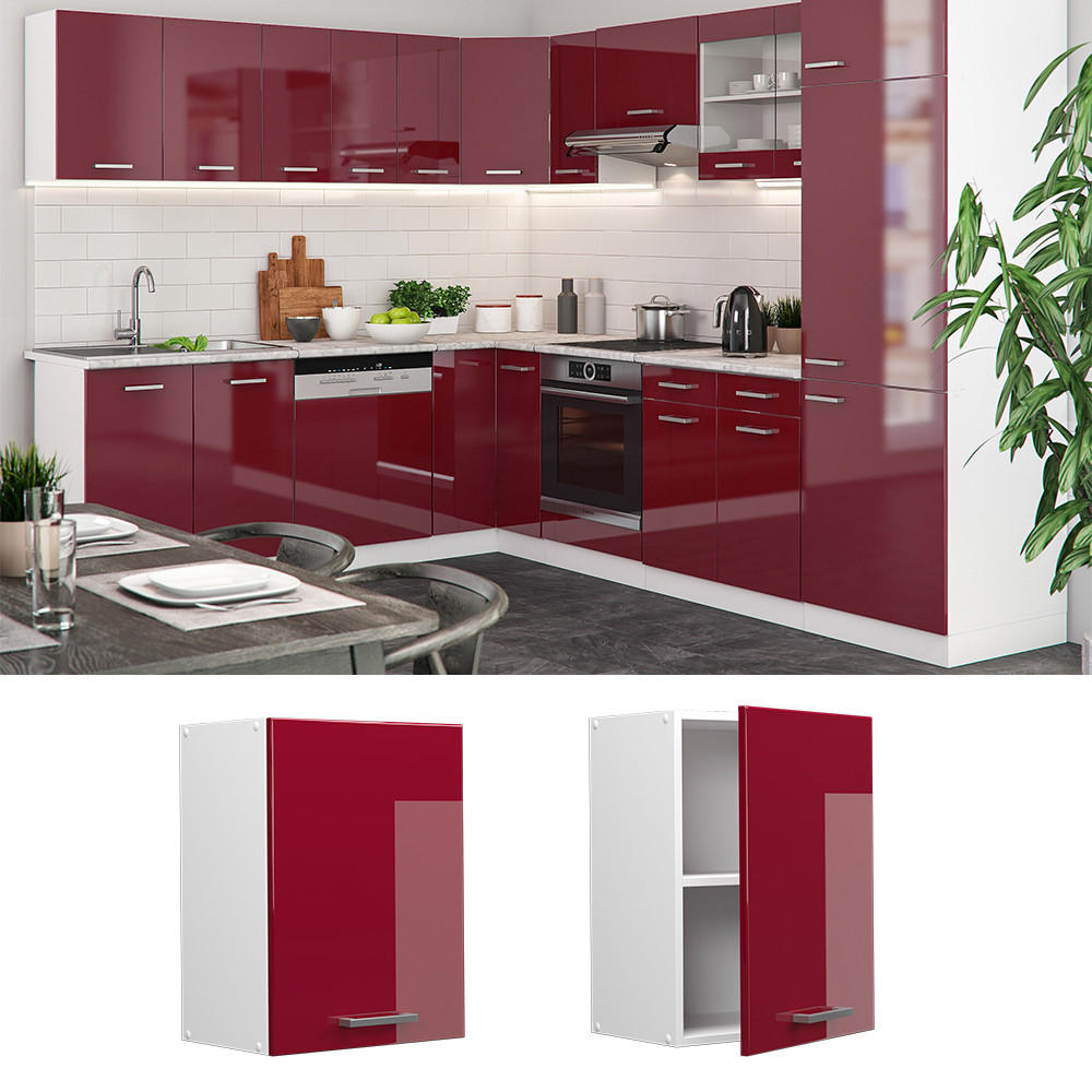 HÄNGESCHRANK R-Line Rot Hochglanz 45 cm - Bordeaux/Rot, Holzwerkstoff (45/60/31cm) - Vicco