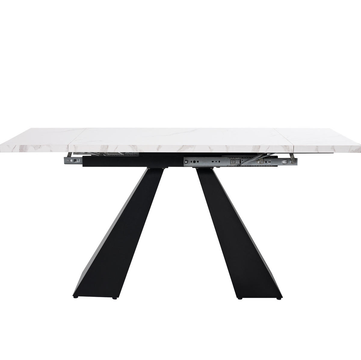 JEDÁLENSKÝ stôl 99-159/74 cm biela/čierna MDF a kov, rozkladací - biela, kompozitné drevo (159/74/77cm) - BEAOK