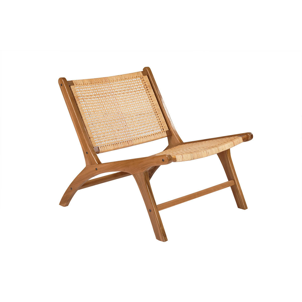 SESSEL Teakholz Naturfarben Rattan HAMMA - Braun, Holz (78/70/65cm) - Miliboo