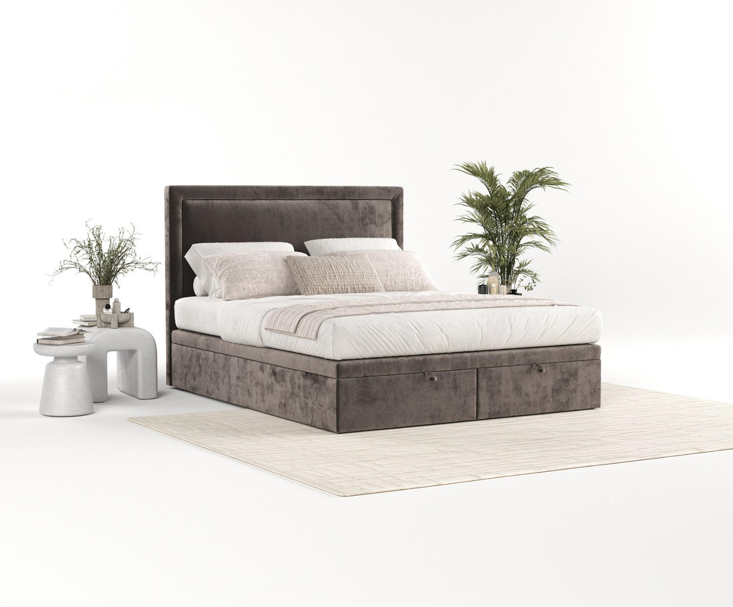 POLSTERBETT Salma mit Stauraum 180/200 cm Braun im Lotta Stoff - Schwarz/Braun, Holz/Holzwerkstoff (180/200cm) - AltaBeds