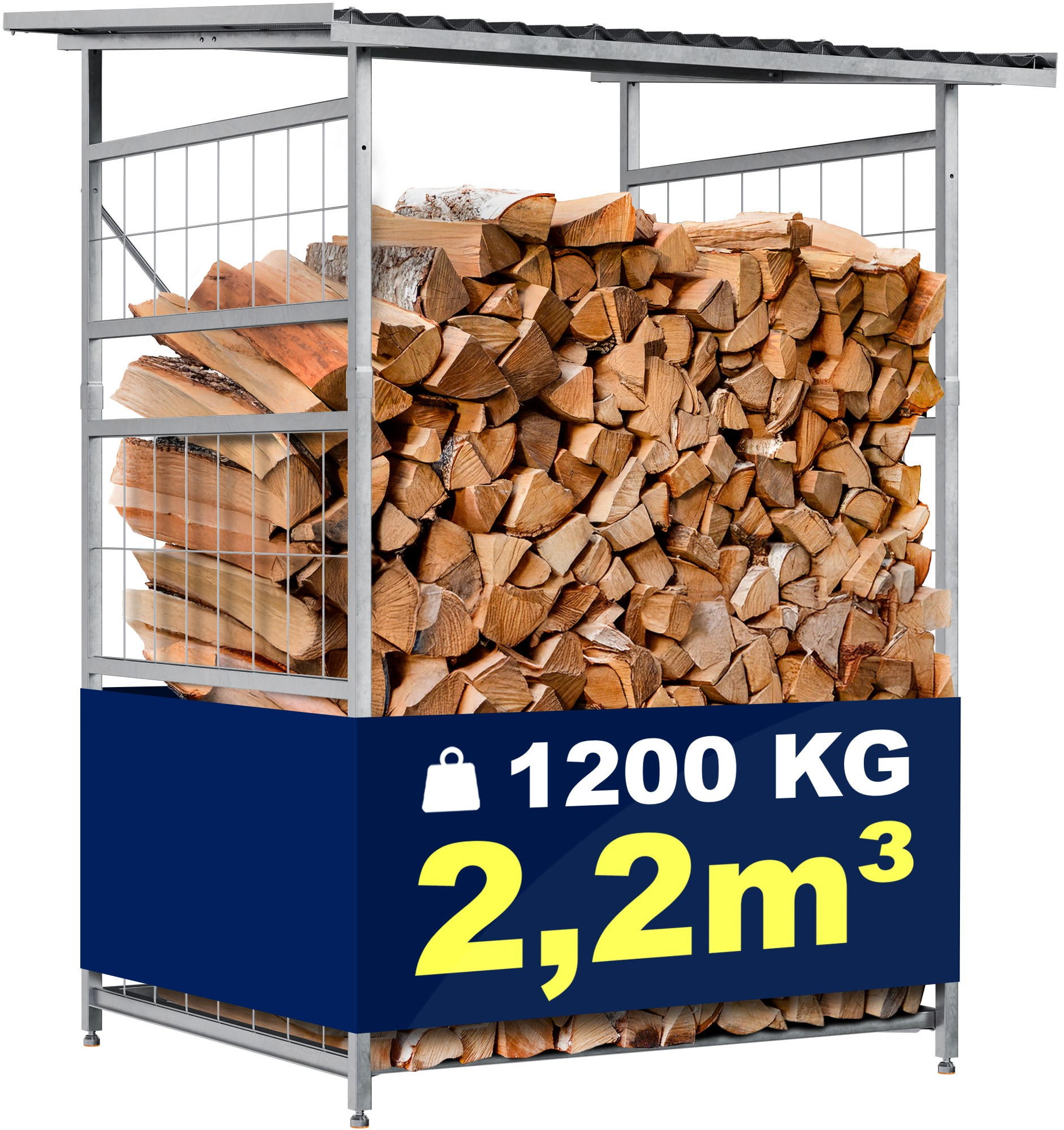 KAMINHOLZREGAL 120/110/191 cm Metall Metall - Chromfarben, Metall (120/191/110cm) - CLP