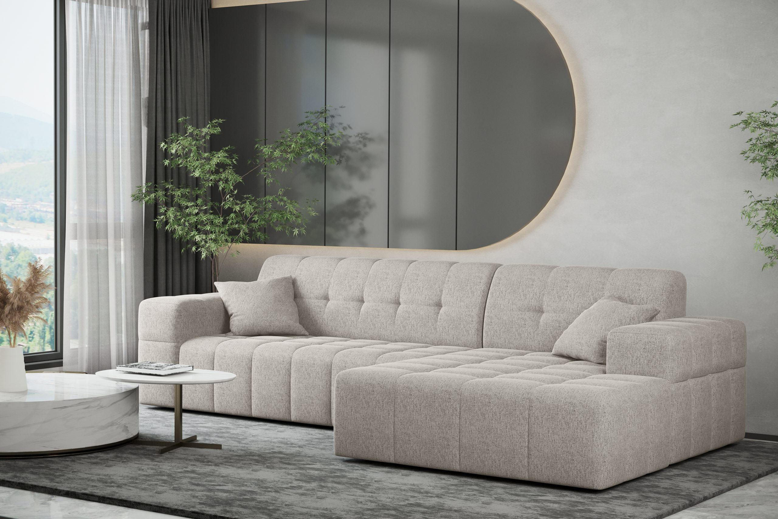 ECKSOFA L-Form NIMES Stoff Verita Beige Rechts - Beige, Holz (256/168cm) - Kaiser Möbel