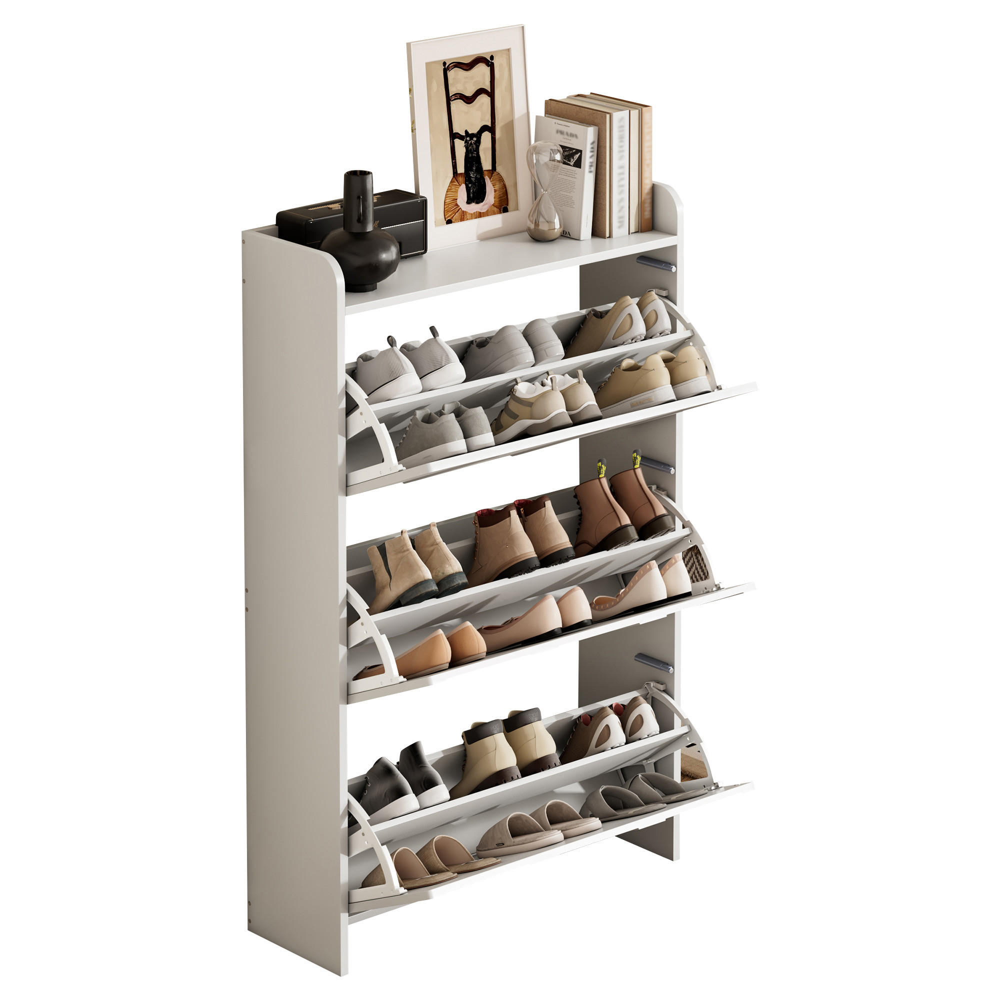 SCHUHSCHRANK Weiß MDF 6 Fächer 70x25x120cm Stauraum - Weiß, Holzwerkstoff (25/120/70cm) - FLIEKS