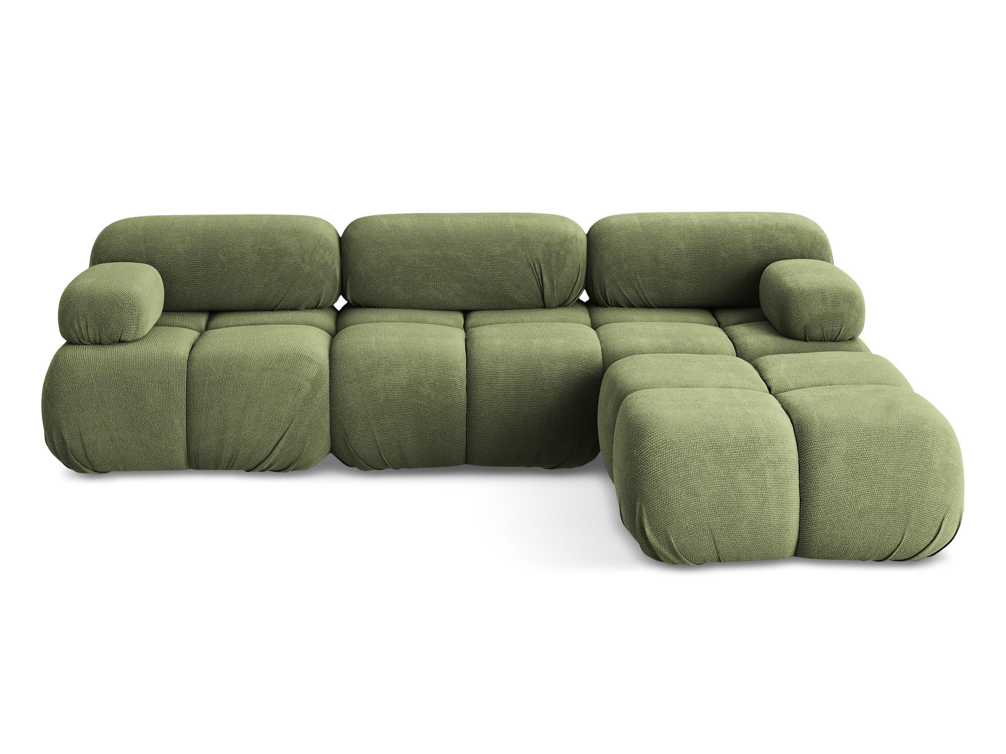 ECKSOFA Beidseitig Chenille Stoff Grün - Schwarz/Grau, Kunststoff/Textil (285/191cm) - Makamii