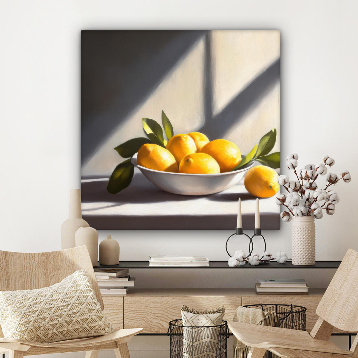 LEINWANDBILD Zitronen - Stilleben - Gelb 90x90 cm - Gelb, Textil (90/90cm) - MuchoWow