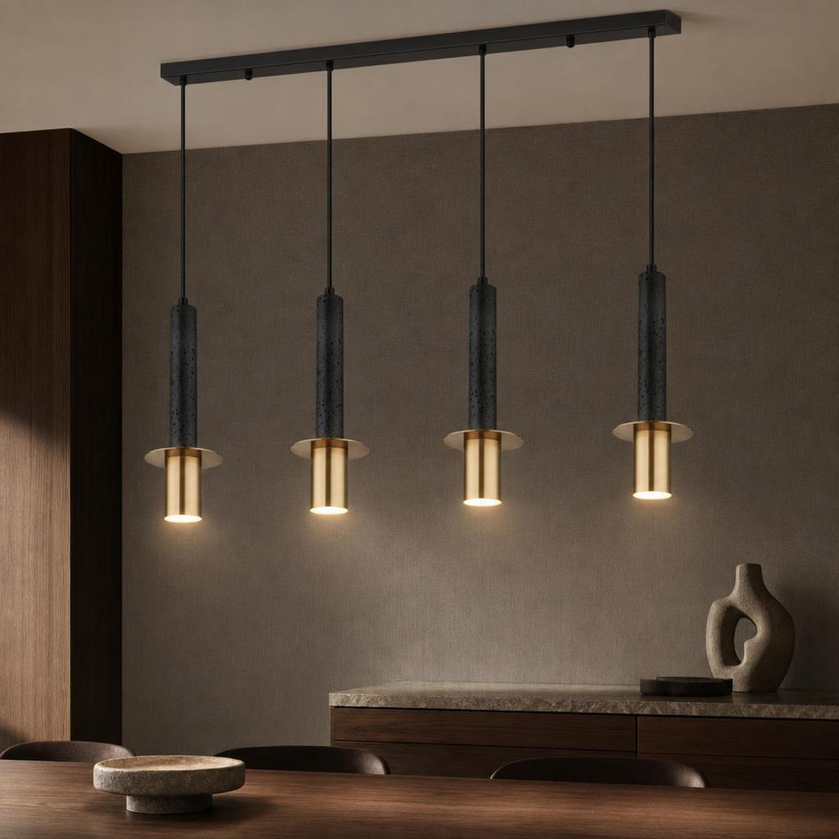 HÄNGELEUCHTE SHANNA, Metall, Schwarz, 4-flammig - Schwarz, Metall (87/12/130cm) - Globo Lighting