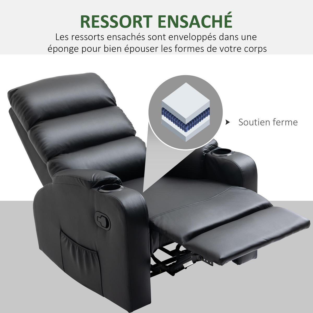 FERNSEHSESSEL DE-15350 mit verstellbarer Rückenlehne und Fußstütze Schwarz - Schwarz, Leder (89/100/79cm) - ComfortXL