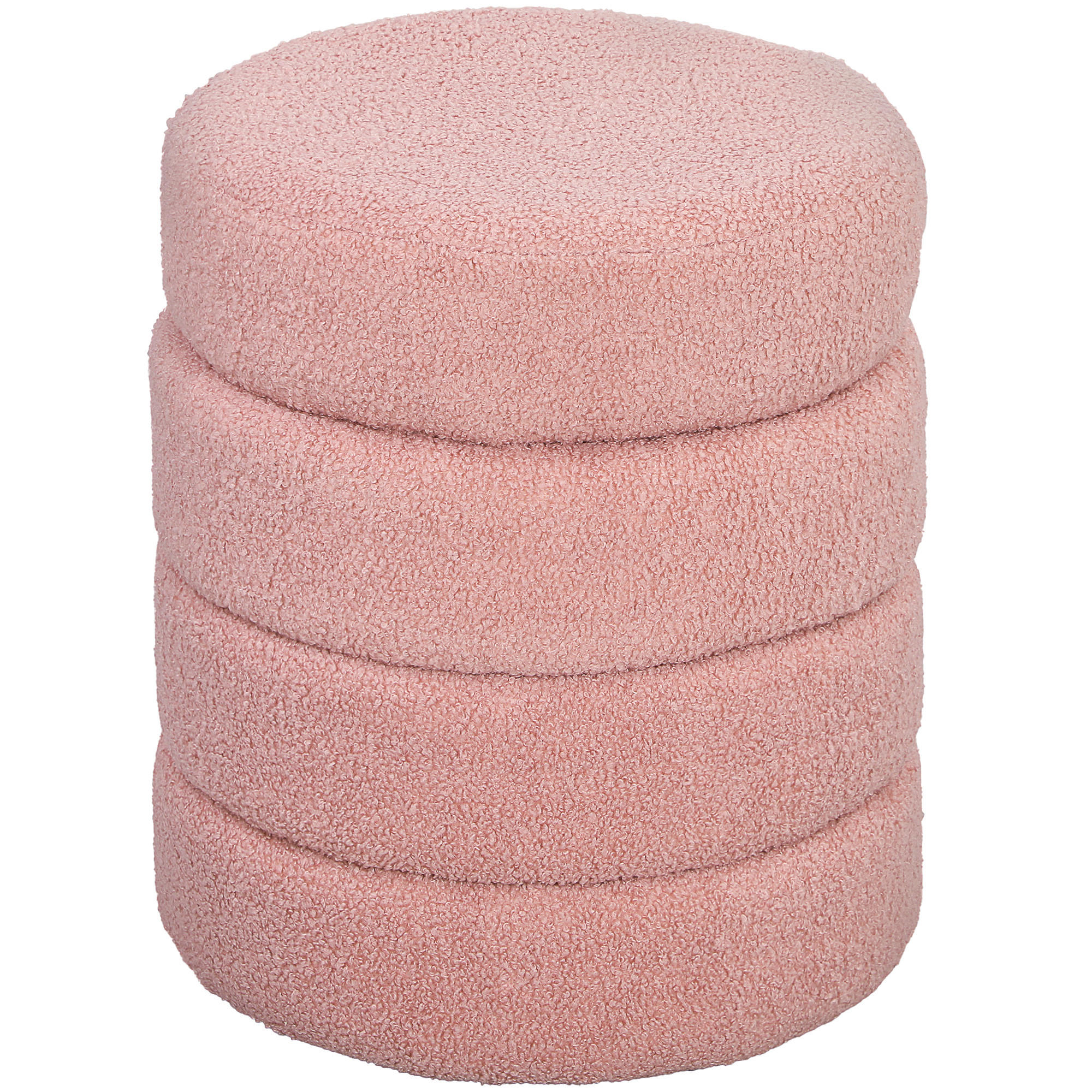 SITZHOCKER, Fußhocker, Runder Polsterhocker, Fußstütze mit Sitzkissen - Rosa/Naturfarben, Holz/Textil (40/45/40cm) - HOMCOM