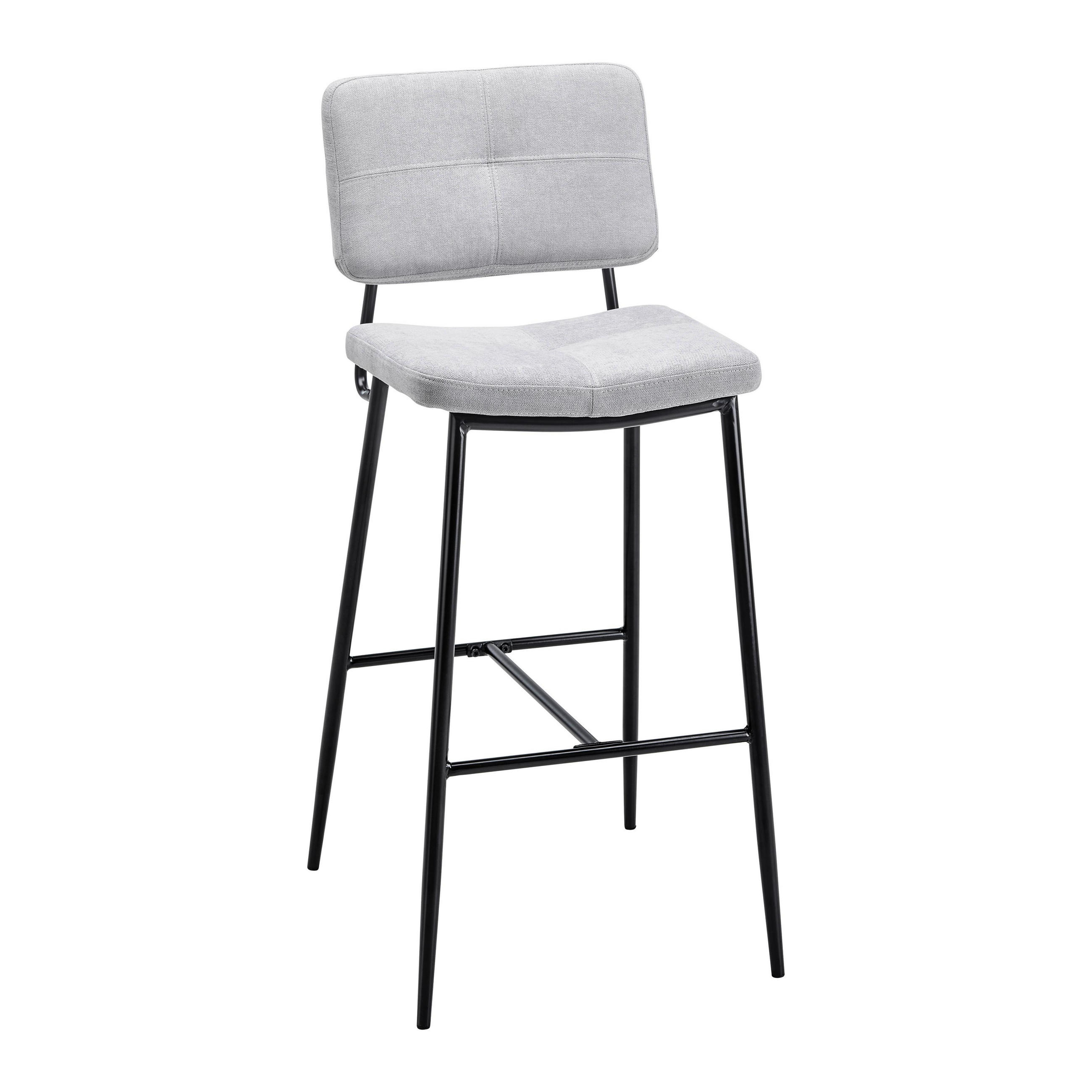 BARHOCKER Neta Hellgrau Webstoff Gepolstert - Hellgrau, Holz (1/1/45cm) - Bessagi Home