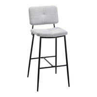 BARHOCKER Neta Hellgrau Webstoff Gepolstert - Hellgrau, Holz (1/1/45cm) - Bessagi Home