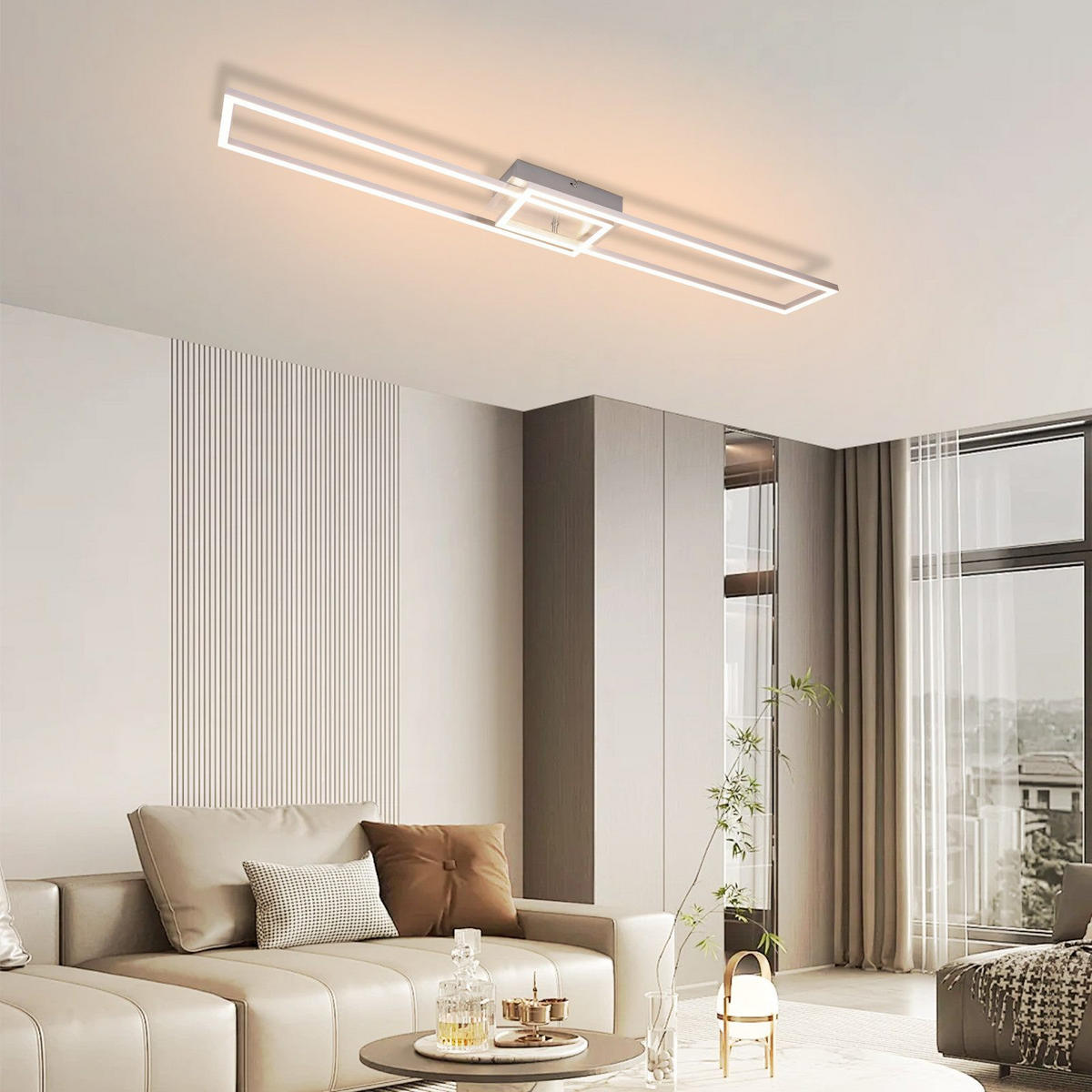 LED-DECKENLEUCHTE Lusk 18.5/102.5/7.3cm - Silberfarben, Metall (102.5/18.5/7.3cm) - Nettlife