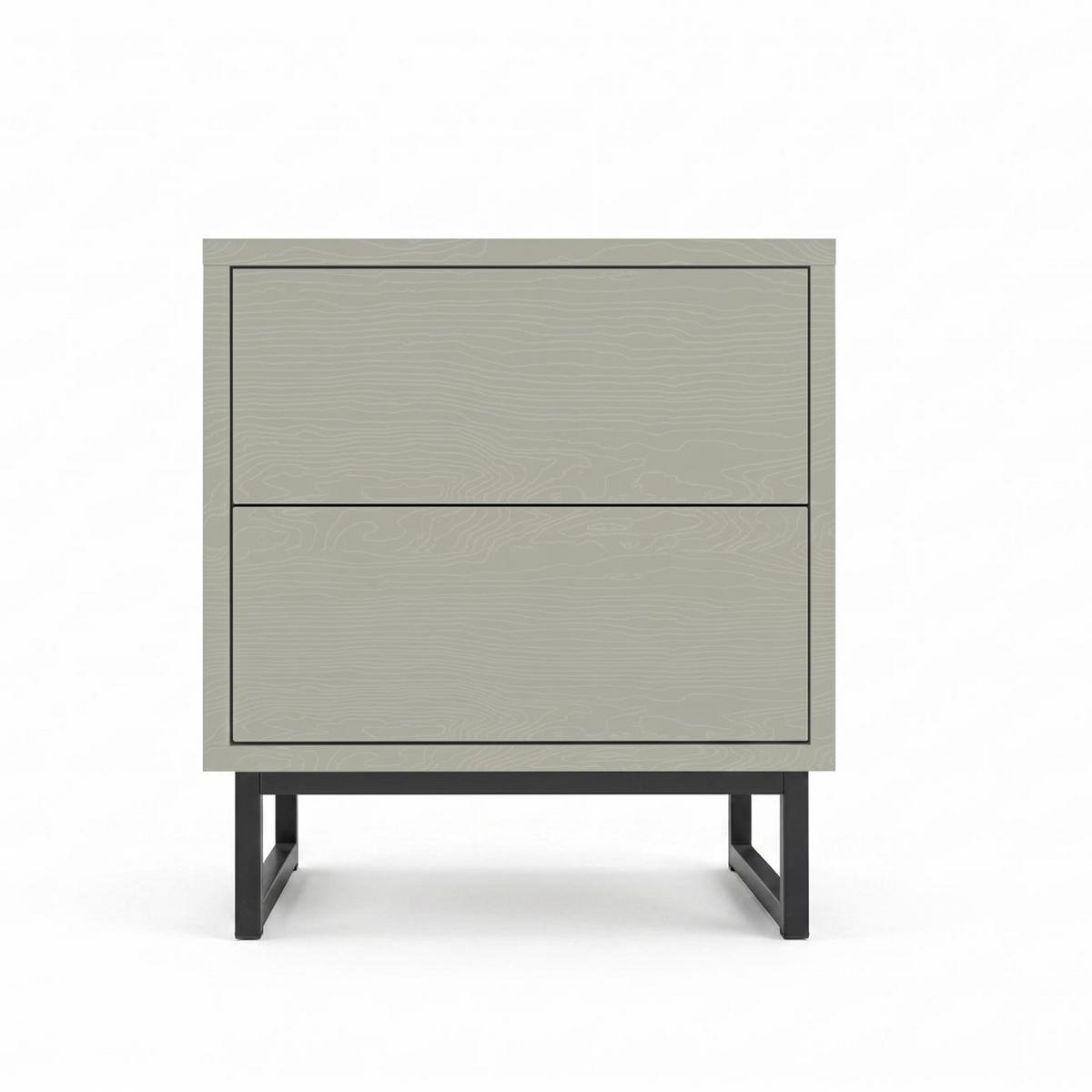 NACHTTISCH Genua d-lux Hellgrün, mit Zwei Schubladen, Grifflos - Schwarz/Hellgrün, Holzwerkstoff/Metall (43/48/34cm) - Bettso