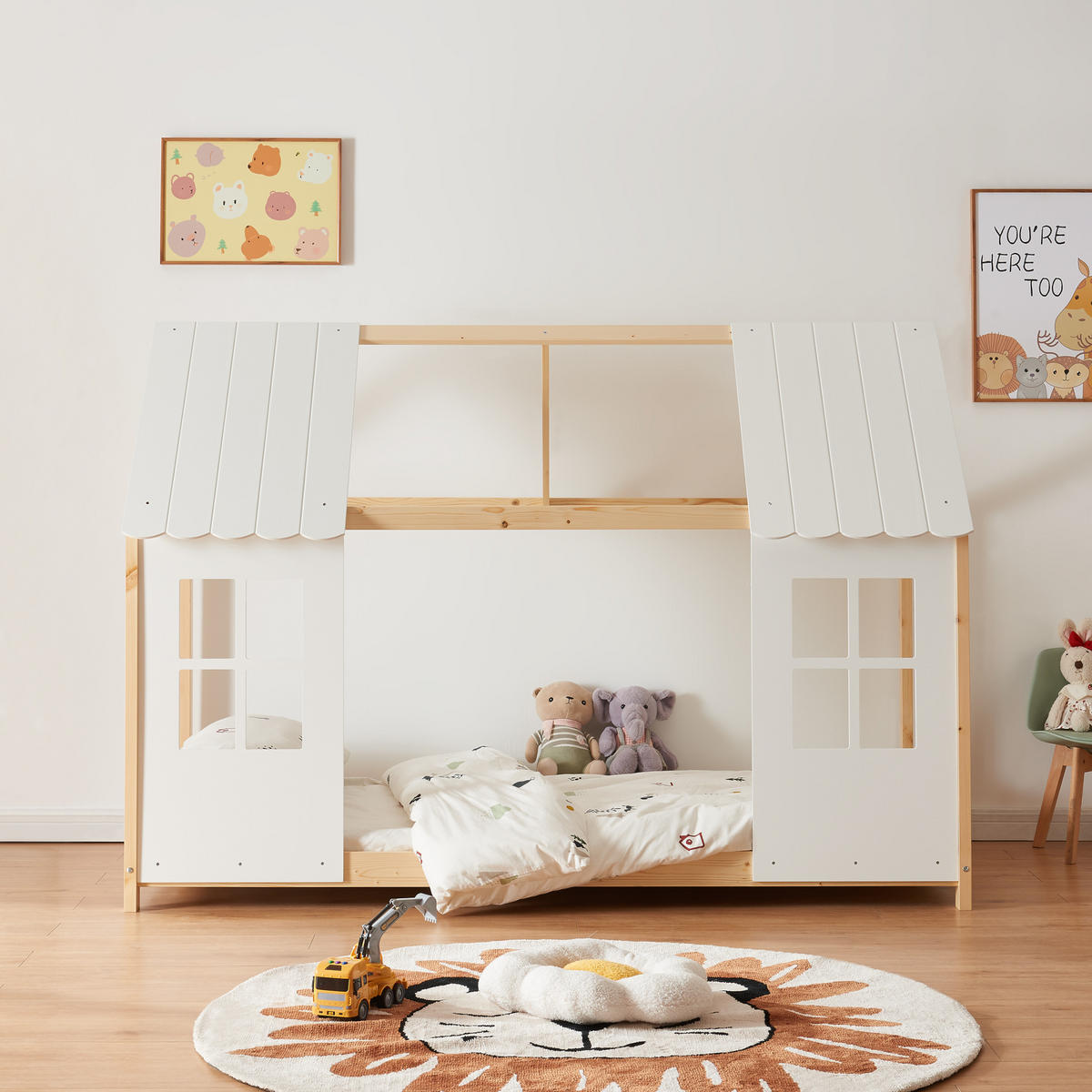 HAUSBETT Tostedt - Naturfarben, Holz (90/200cm) - [en.casa]