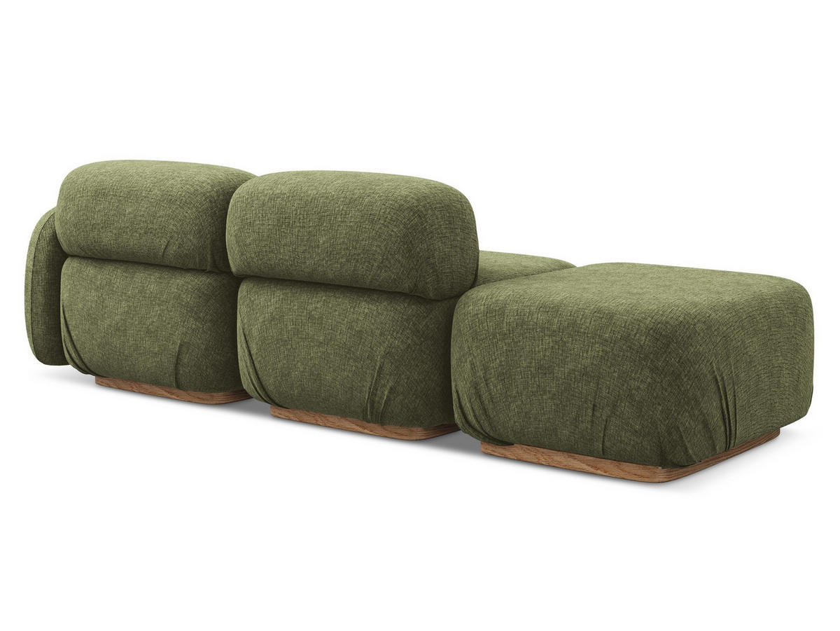 3-SITZER SOFA Links Chenille Stoff Grün - Braun/Olivgrün, Holz/Textil (258/73/95cm) - Makamii