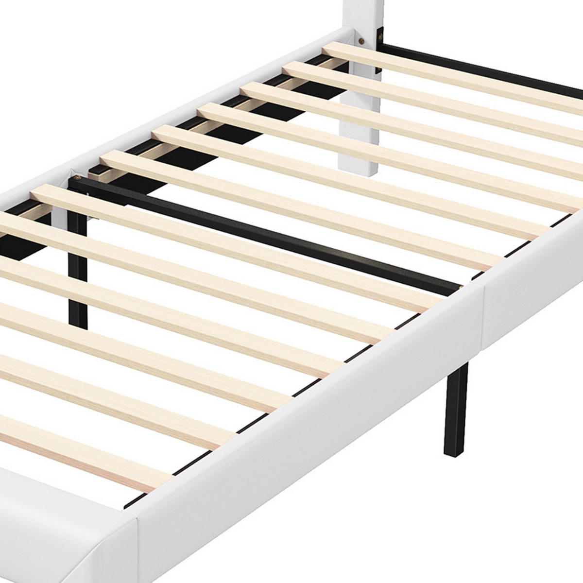 POLSTERBETT Kronen mit Kristallsteinen & RGB-LED 90/200 cm PU-Leder Weiß - Weiß, Textil (90/200cm) - Creahappy