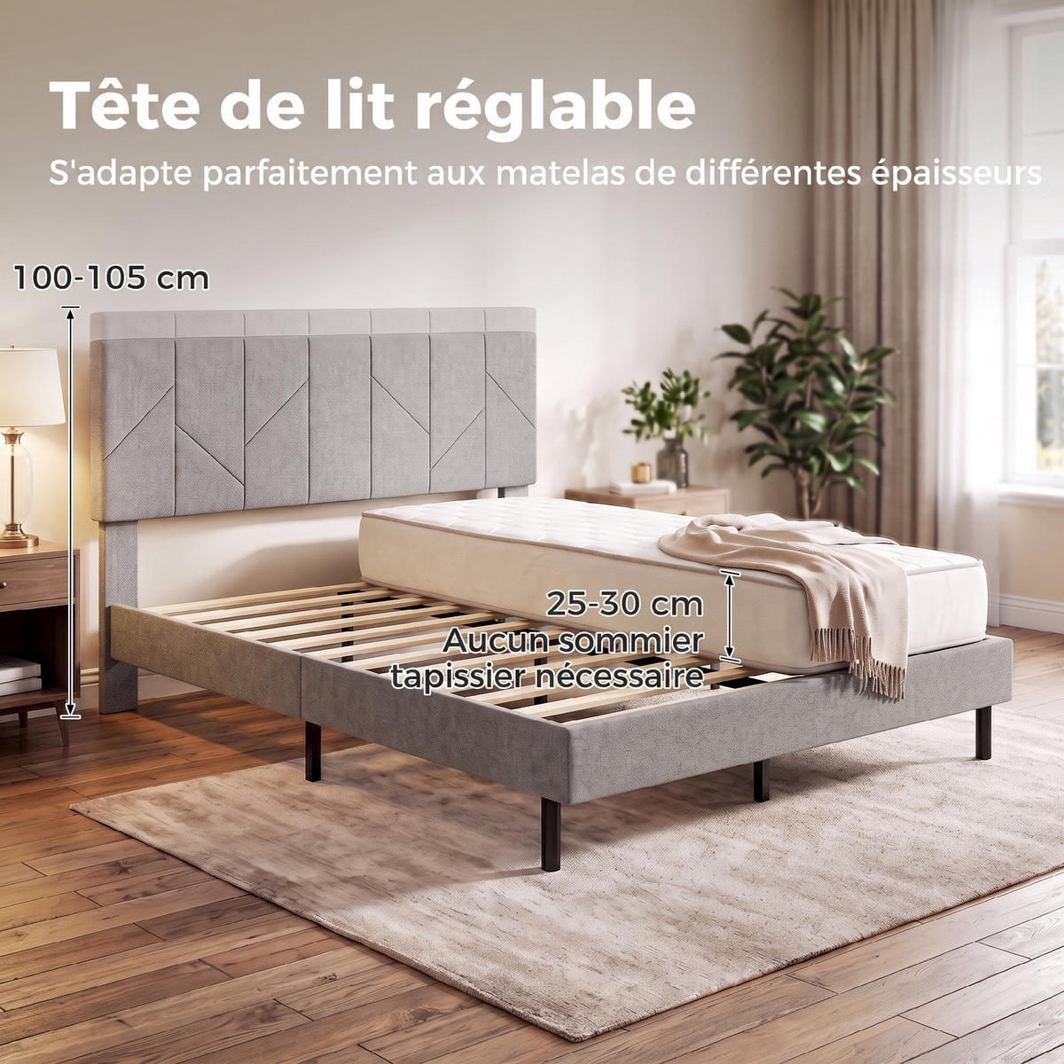 BETT Grau 196/149/105 cm - Grau, Metall - PANGIVO
