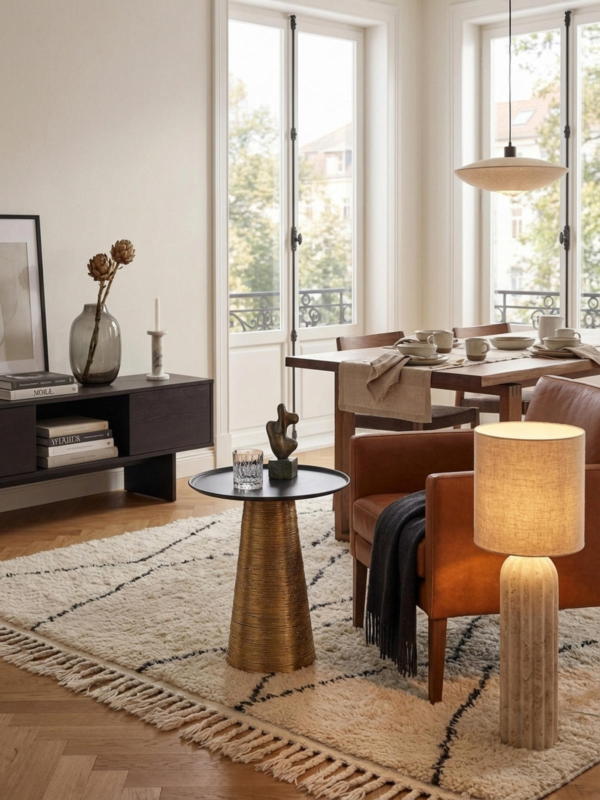 BEISTELLTISCH – Rund Aluminium Schwarz Gold Muster handgefertigt 40x40 cm - Goldfarben, Metall (40/40/45cm) - KADIMA DESIGN