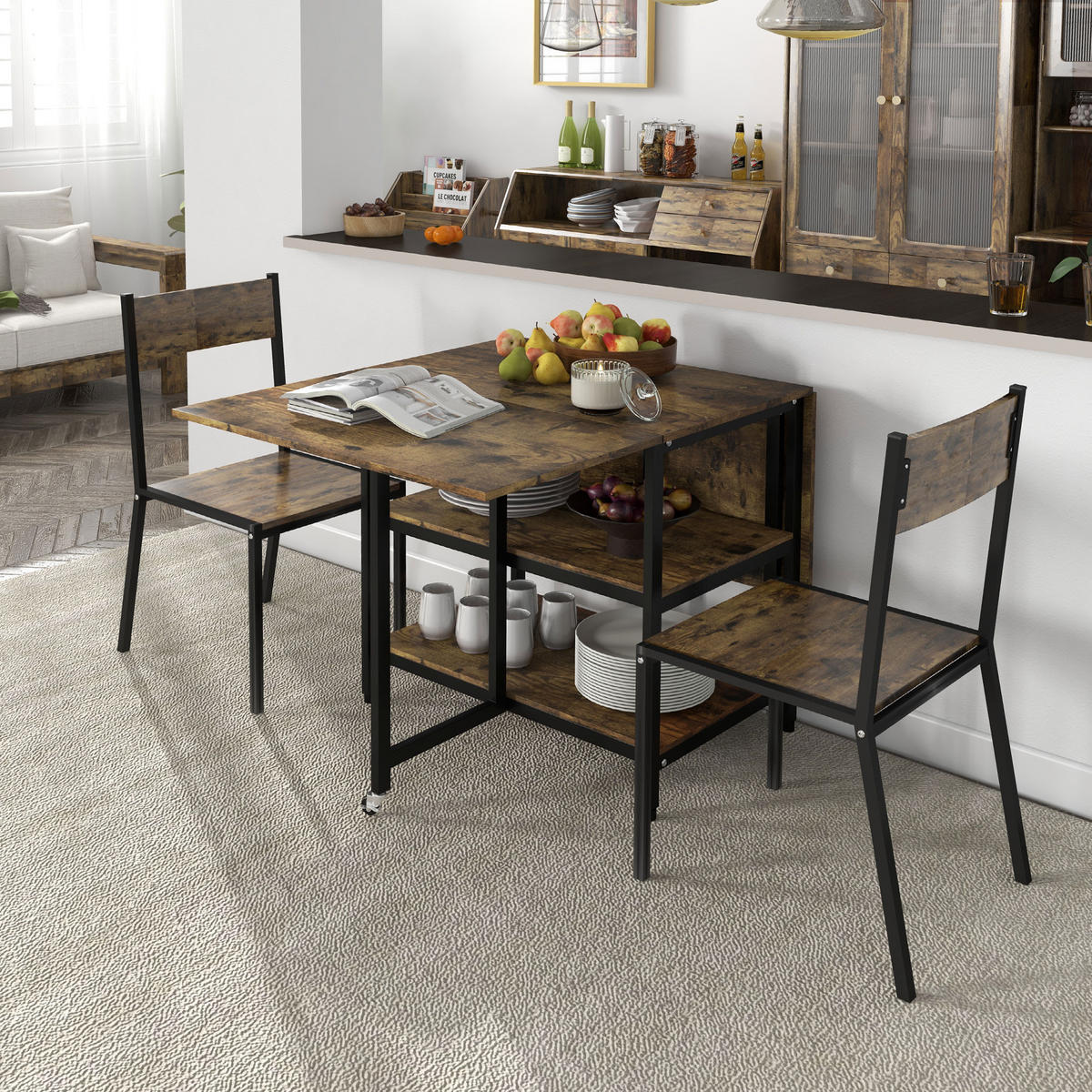 ESSTISCH klappbar, Spanplatte, Braun - Braun, Kunststoff (140/80/75cm) - HOMCOM