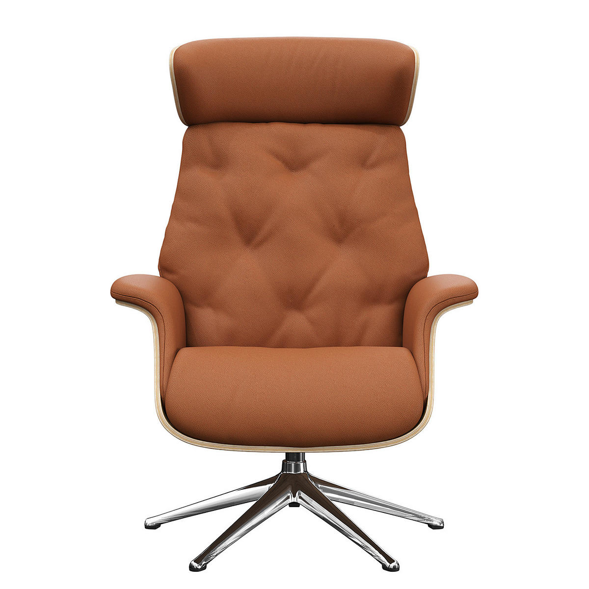 RELAXSESSEL - Echtleder - Kastanienfarben/Chromfarben, Leder/Metall (83/118/83cm) - home24