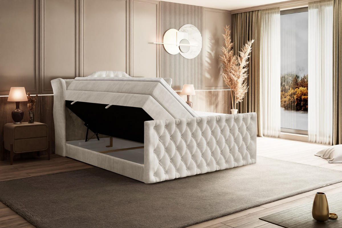 BOXSPRINGBETT VILA-Z KING - 140x200 - H3/H4 - Creme - Creme, Holzwerkstoff (140/200cm) - ALTDECOR