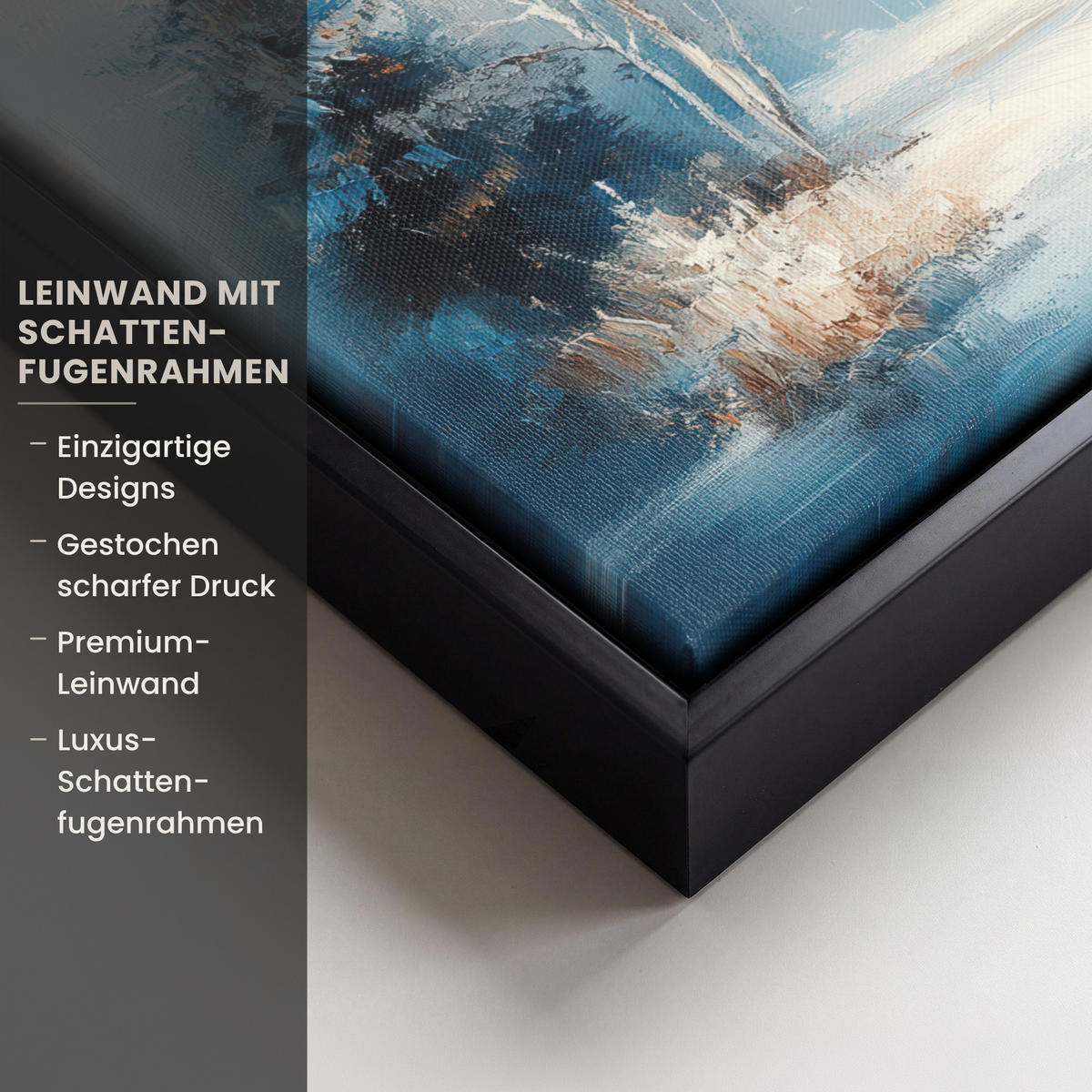 LEINWAND Bilder mit Rahmen - Wald – Winter – Natur – Abstrakt – Schnee - 30x20 - Weiß, Textil (30/20cm) - MuchoWow